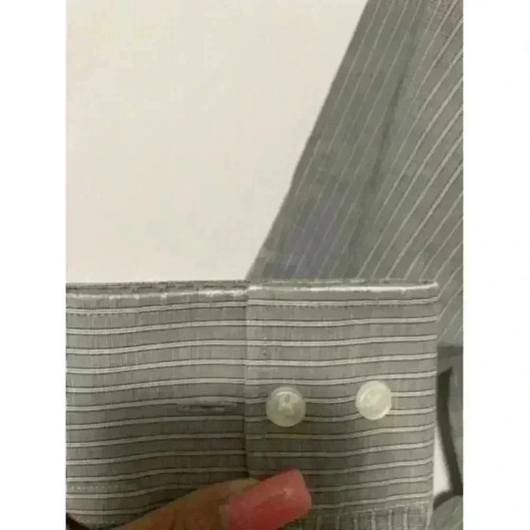 HUGO BOSS Long Sleeve Shirt Stretch Grey Striped Collar Dress Shirt 15 3/4 40 - Picture 10 of 12